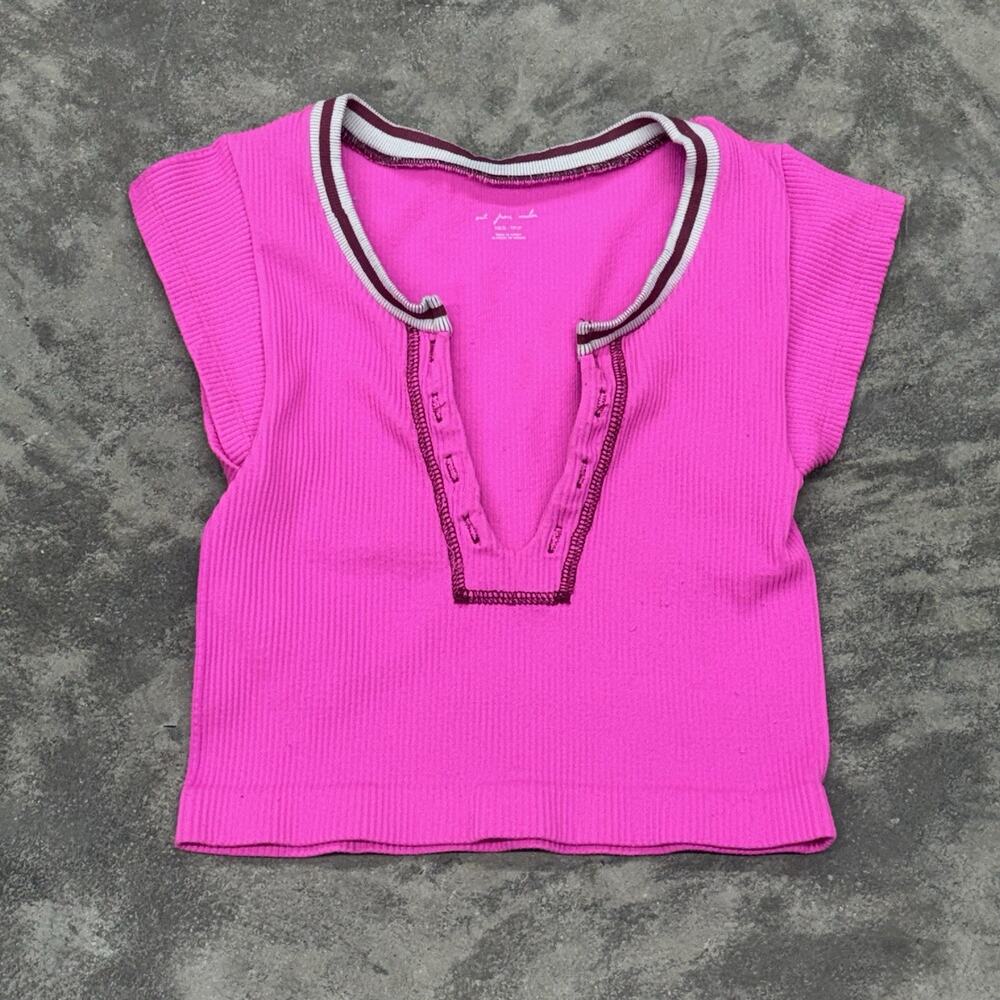 Out From Under Urban Outfitters Seamless Top Bright Pink V Neck Womens XS/S